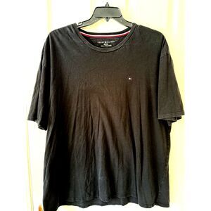 Tommy Hilfiger Men's 3XL Black Crew Neck T-Shirt - Classic Flag Logo -Big & Tall